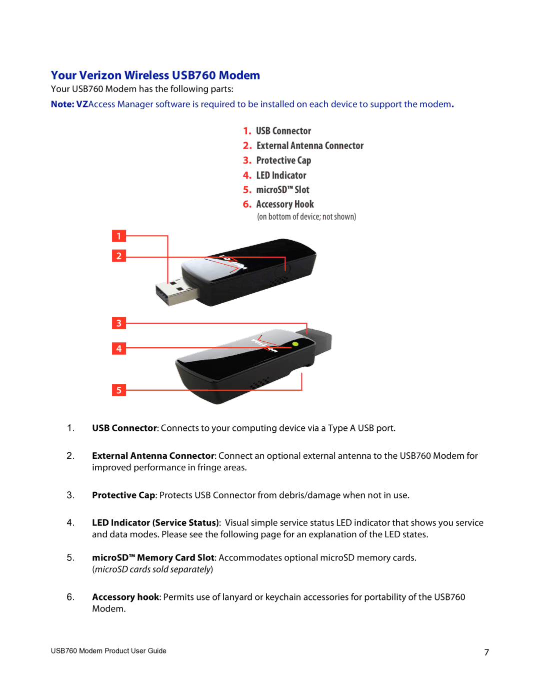 Verizon manual Your Verizon Wireless USB760 Modem 