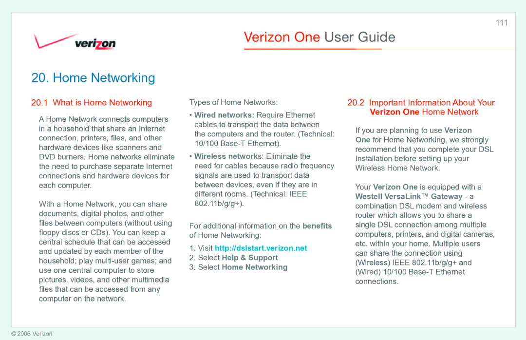 Verizon manual What is Home Networking, Important Information About Your Verizon One Home Network 