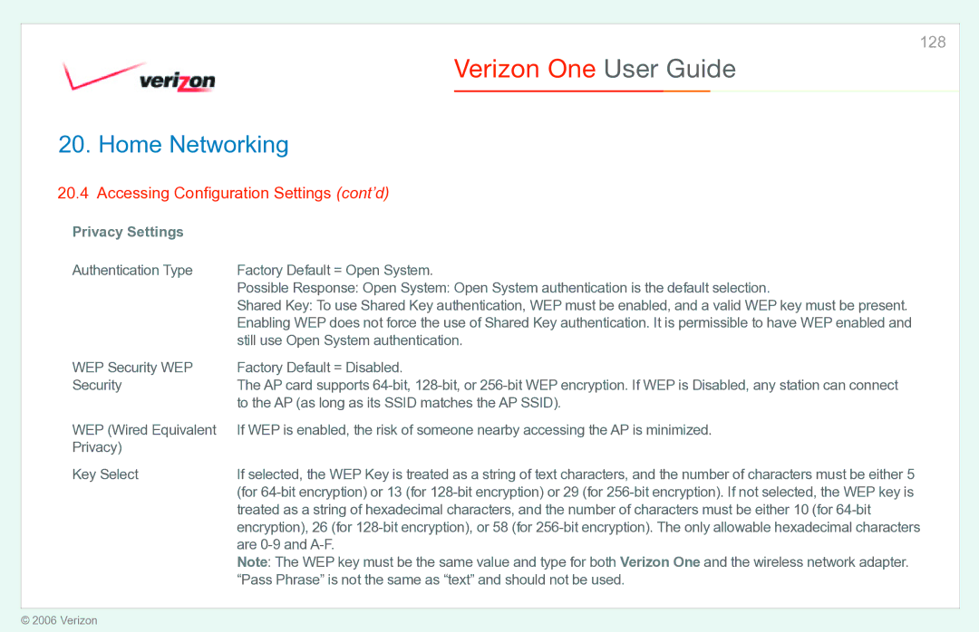 Verizon Verizon One manual Privacy Settings 