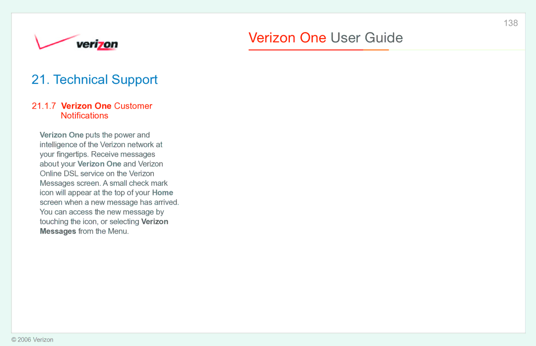 Verizon manual Verizon One Customer Notiﬁcations 