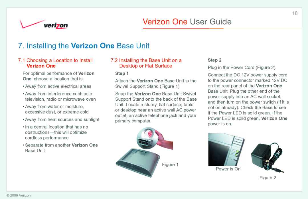 Verizon manual Installing the Verizon One Base Unit, Choosing a Location to Install, Step 