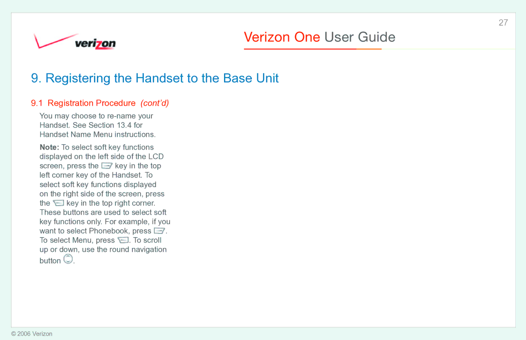 Verizon Verizon One manual Registration Procedure cont’d 