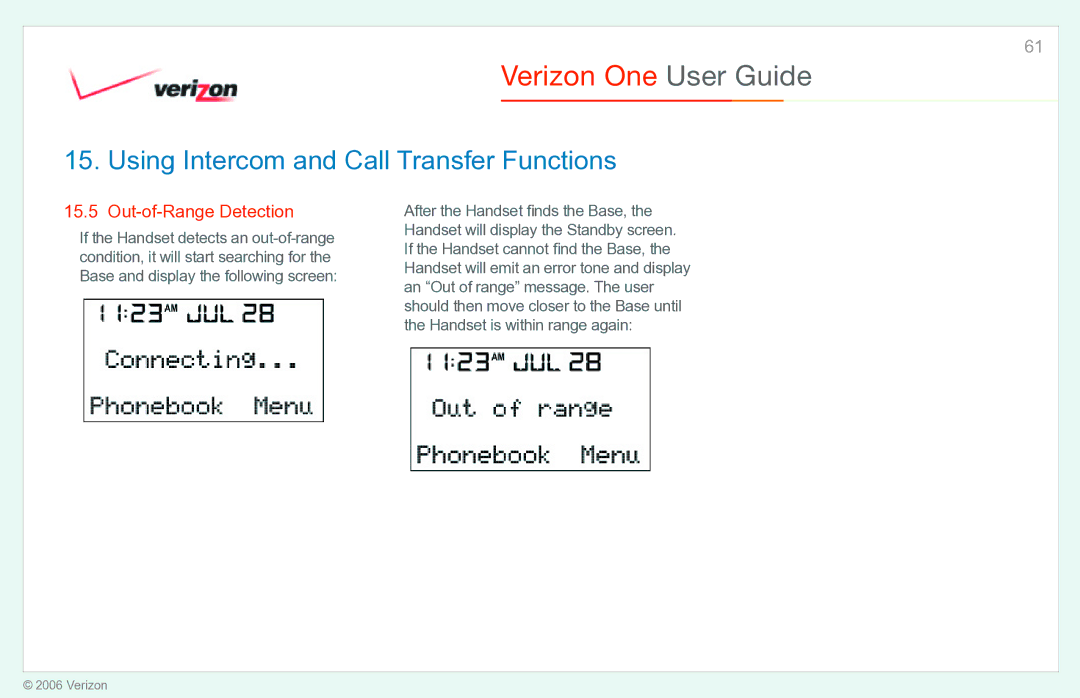 Verizon Verizon One manual Out-of-Range Detection 