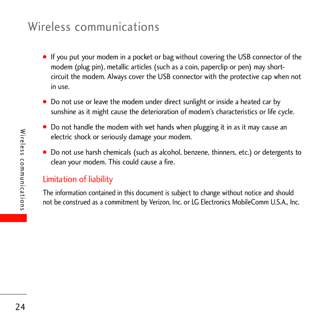 Verizon VL600 manual Limitation of liability 