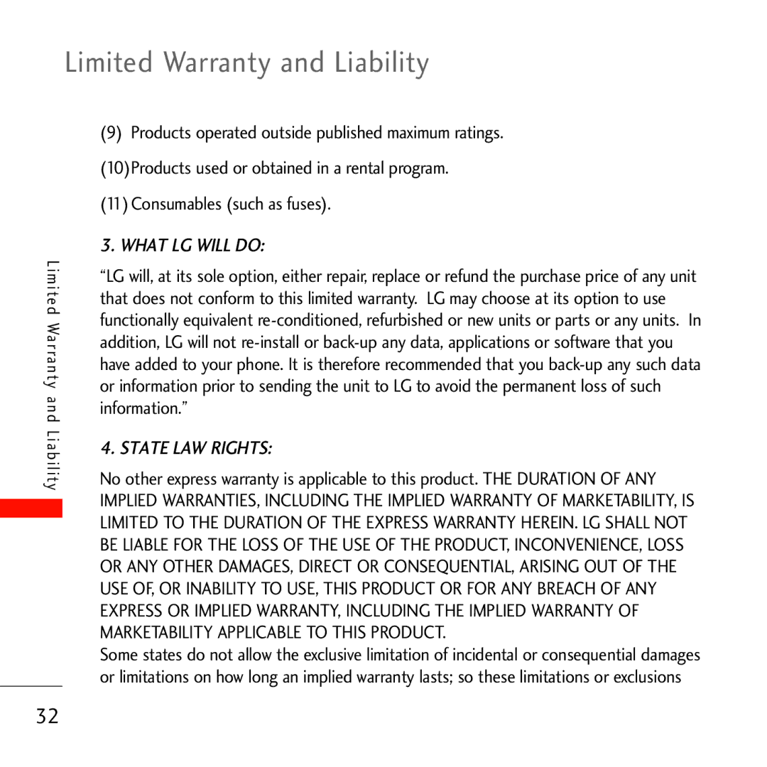 Verizon VL600 manual Limited Warranty and Liability, What LG will do 