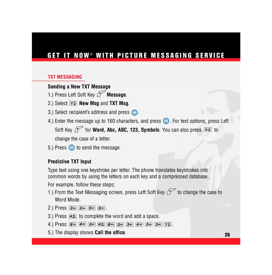 Verizon VX5300 manual TXT Messaging, Sending a New TXT Message, Predictive TXT Input 