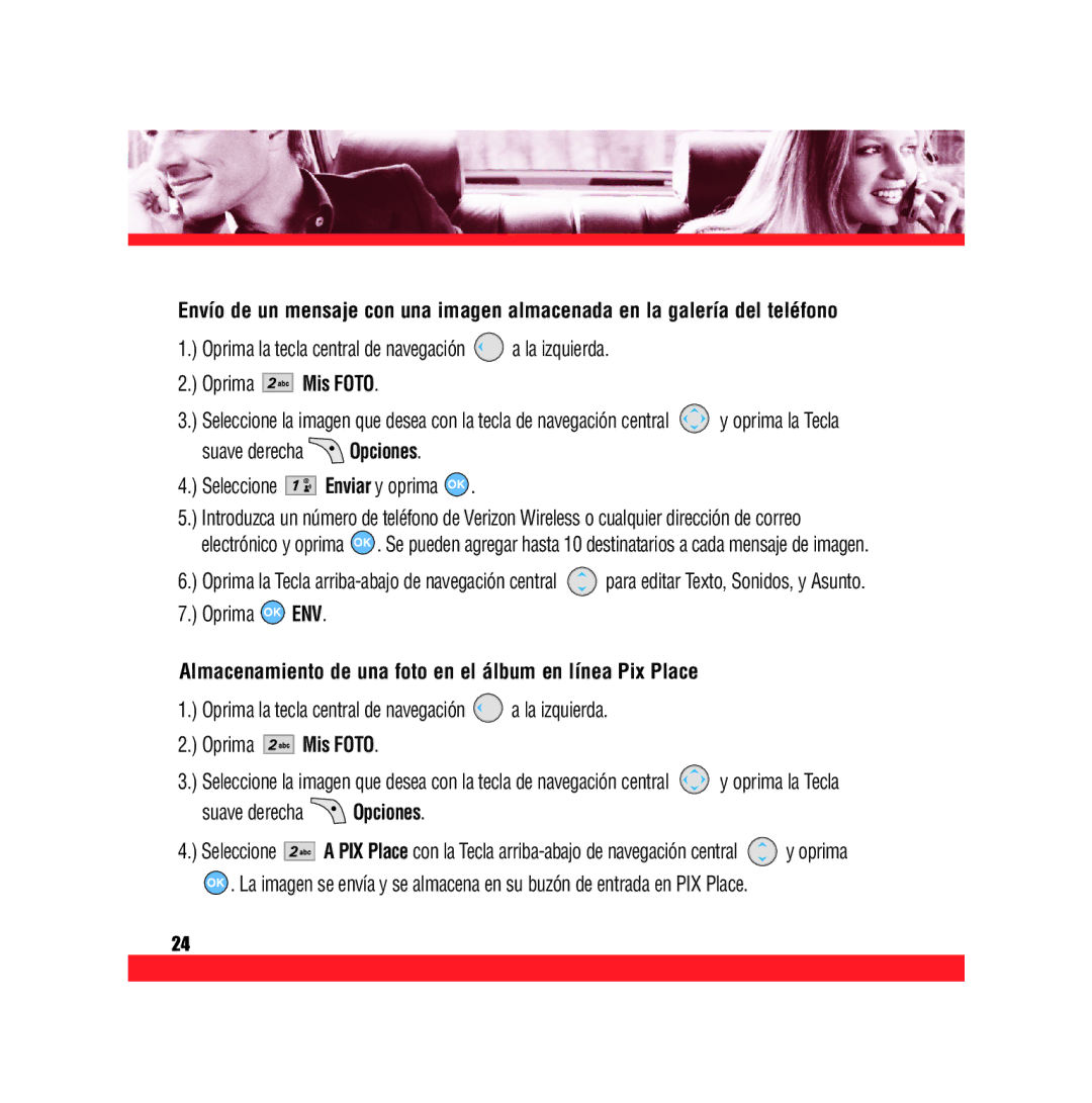 Verizon VX5300 manual Mis Foto, Almacenamiento de una foto en el álbum en línea Pix Place 