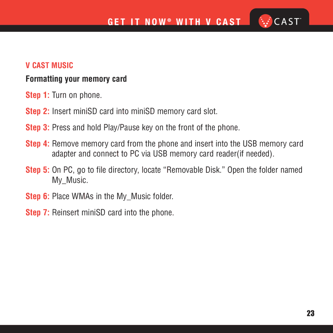 Verizon VX8100 manual Formatting your memory card 