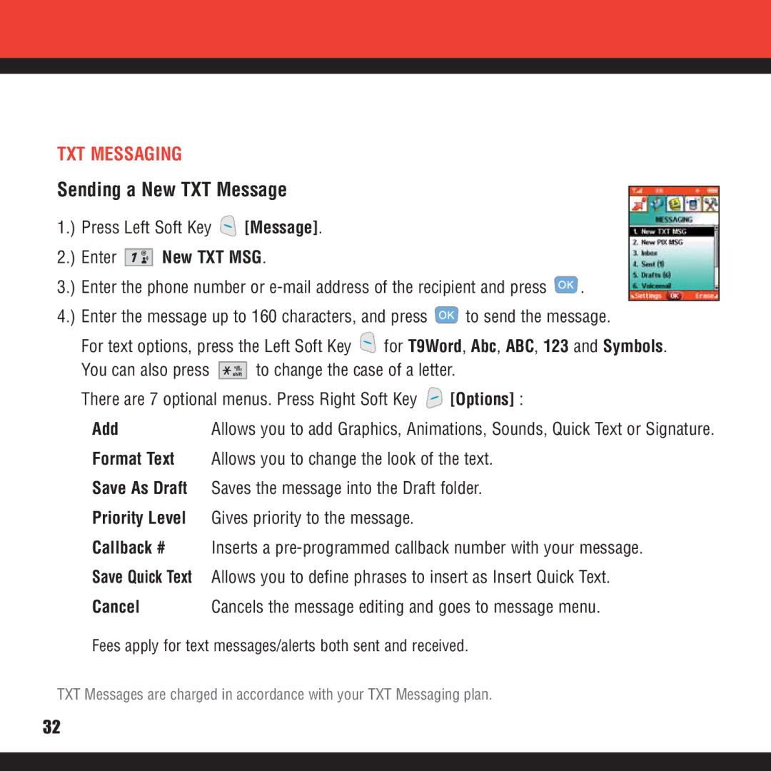 Verizon VX8100 manual Sending a New TXT Message, TXT Messaging 