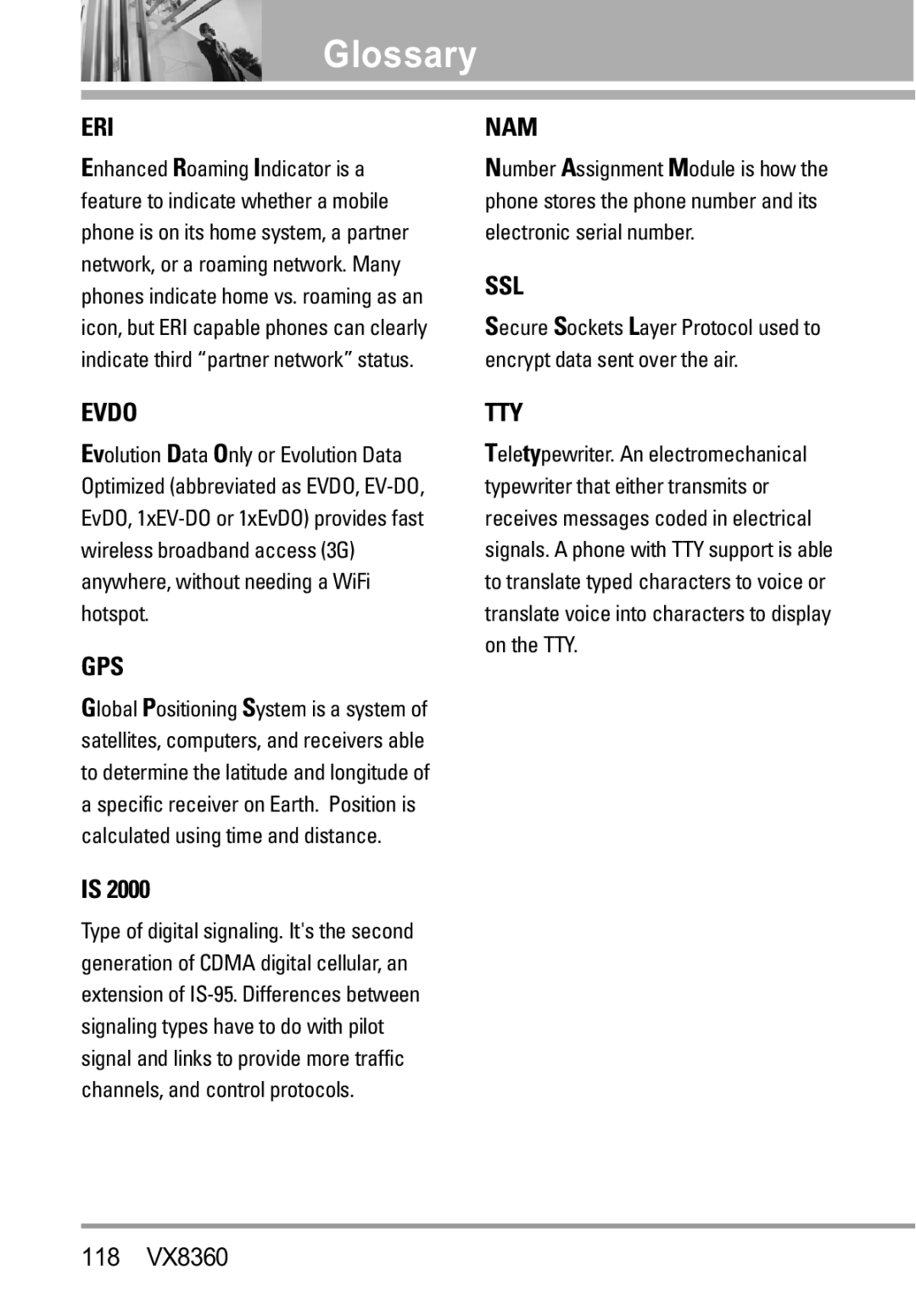 Verizon VX8360 manual Eri, 118 