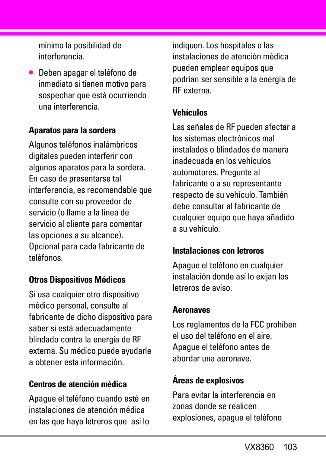 Verizon VX8360 Aparatos para la sordera, Otros Dispositivos Médicos, Centros de atención médica, Vehículos, Aeronaves 