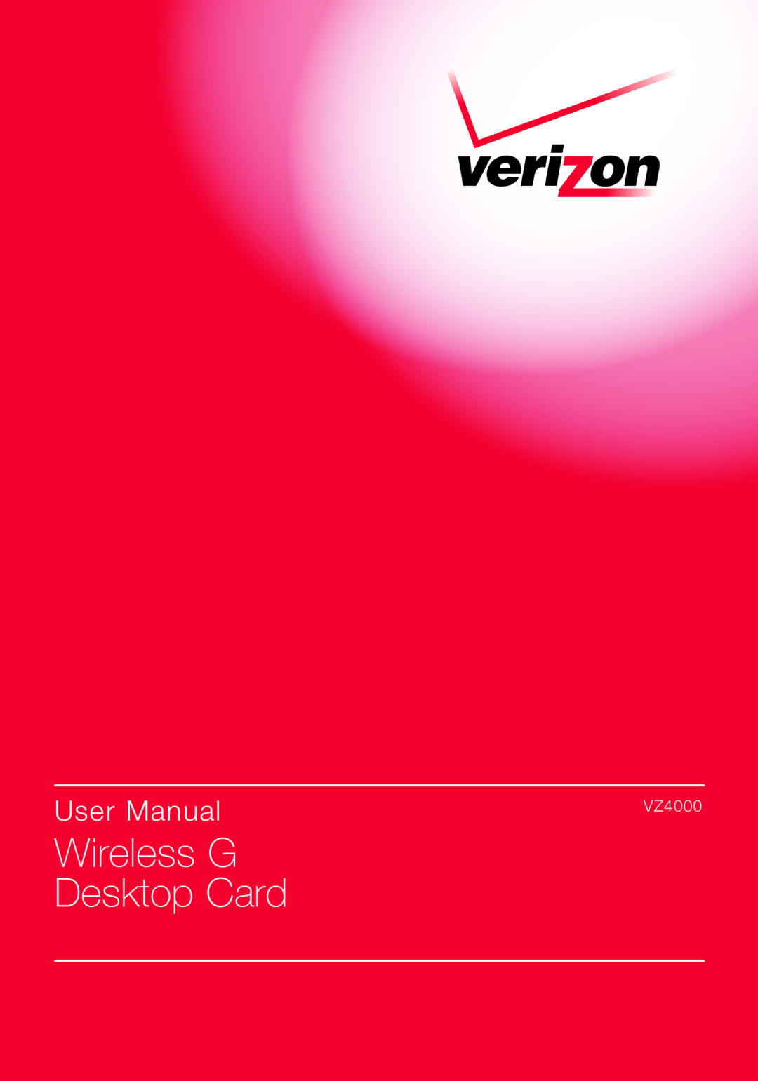 Verizon VZ4000 manual Wireless G Desktop Card 