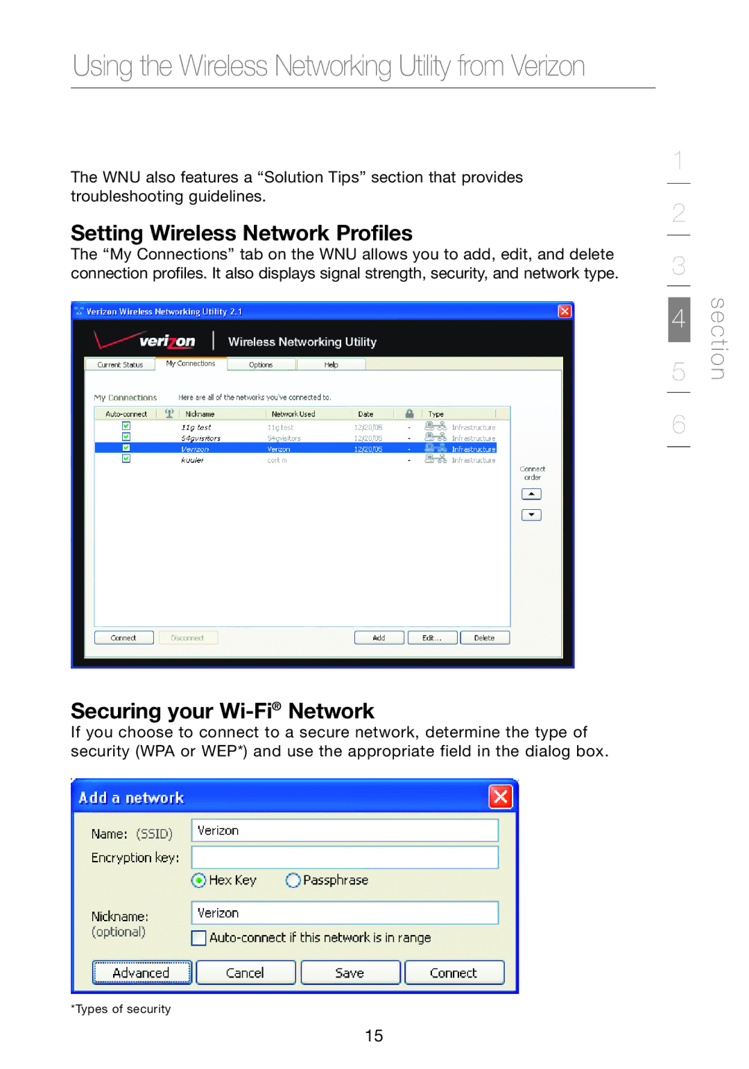 Verizon VZ4000 manual Setting Wireless Network Profiles, Securing your Wi-FiNetwork 