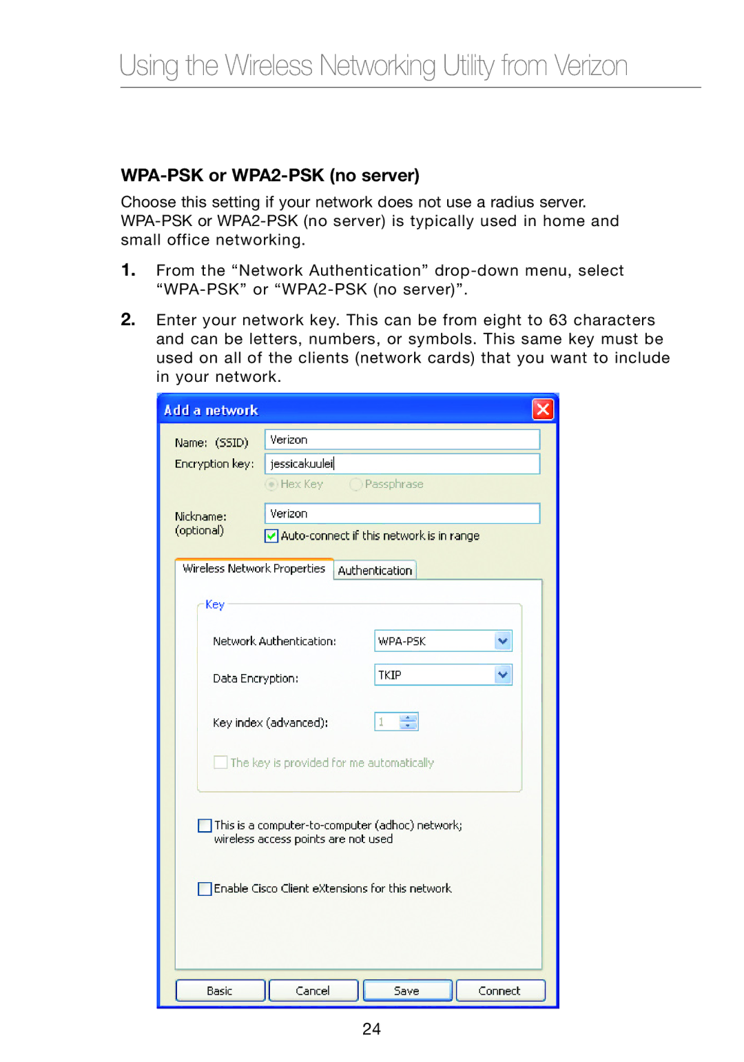 Verizon VZ4000 manual WPA-PSK or WPA2-PSK no server 