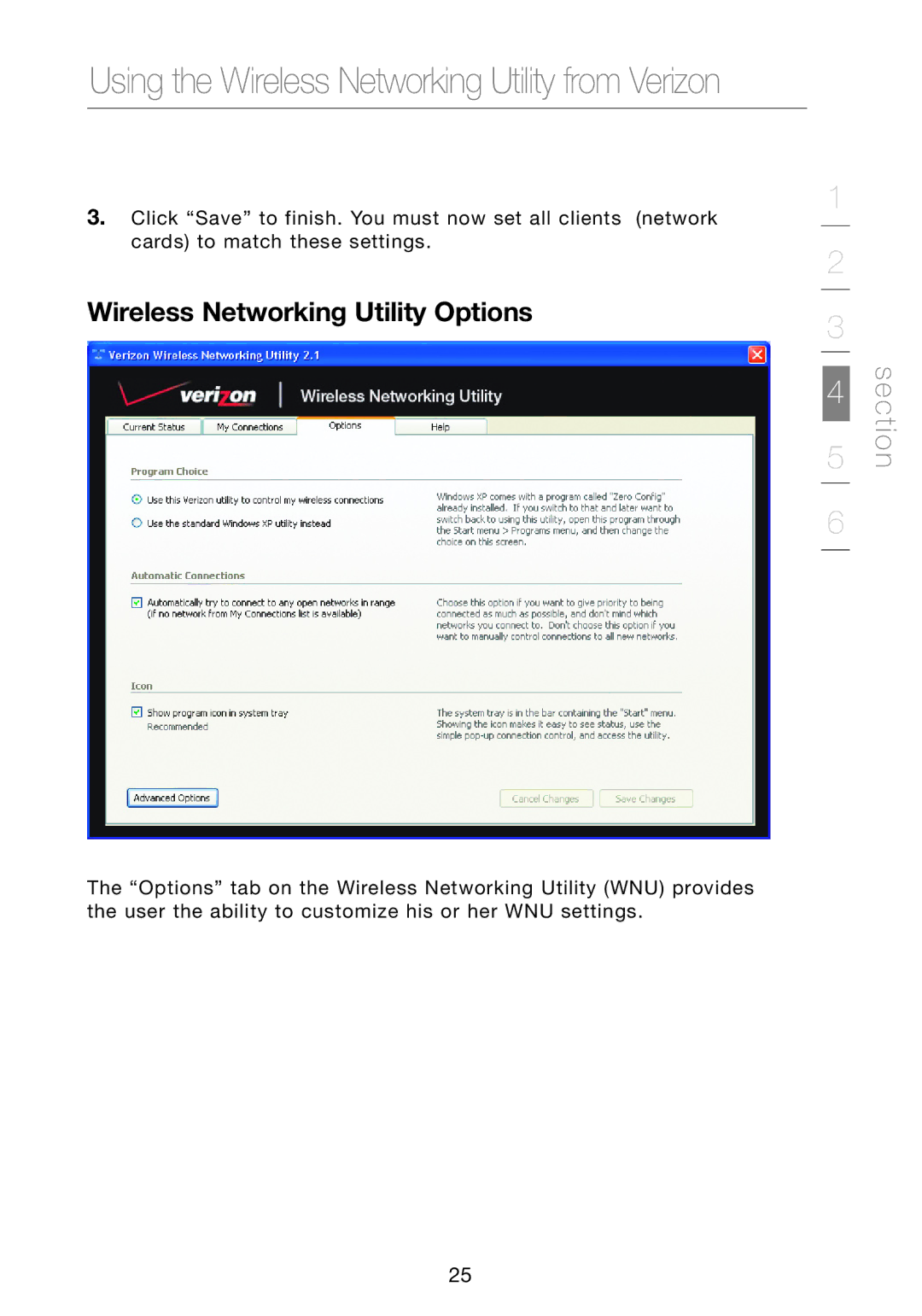 Verizon VZ4000 manual Wireless Networking Utility Options 