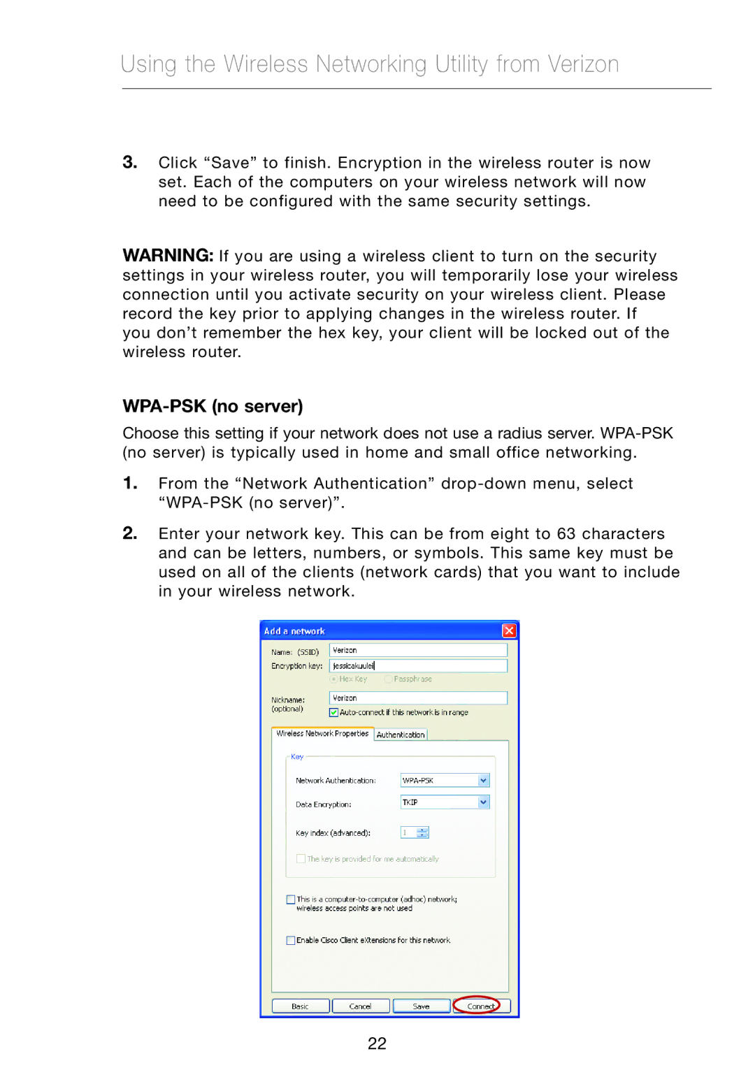 Verizon VZ4010 manual WPA-PSK no server 