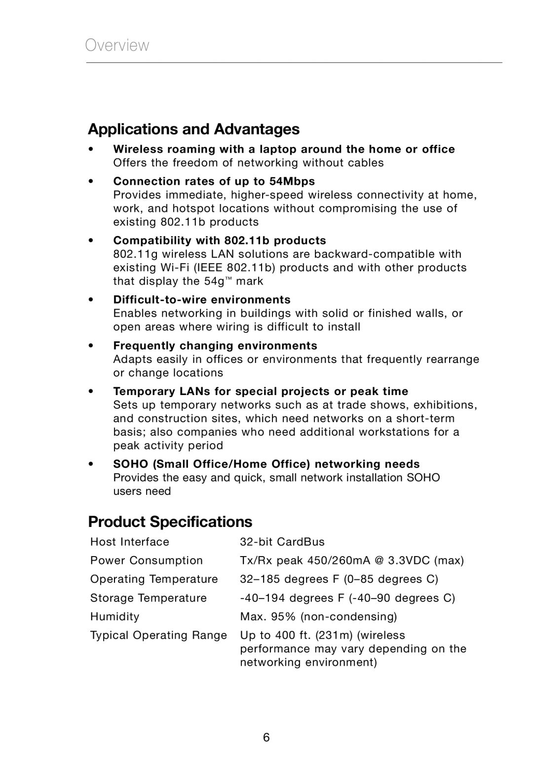 Verizon VZ4010 manual Overview, Applications and Advantages, Product Specifications 