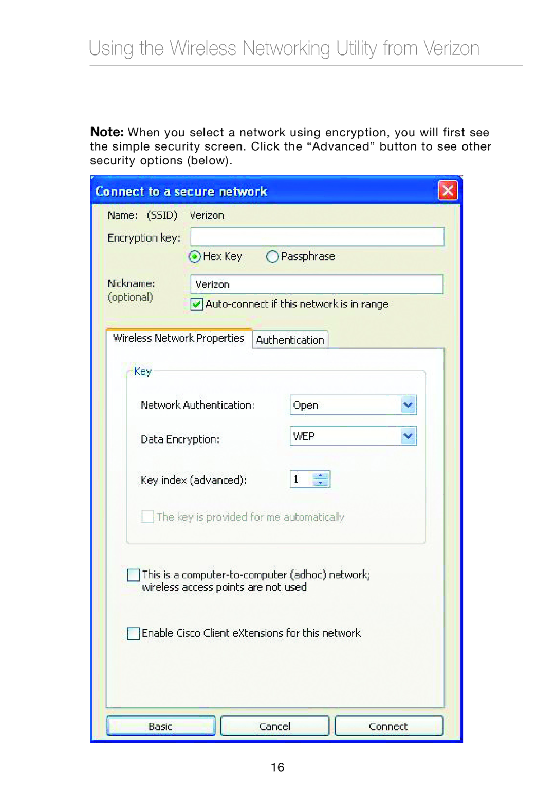 Verizon VZ4050 user manual Using the Wireless Networking Utility from Verizon 