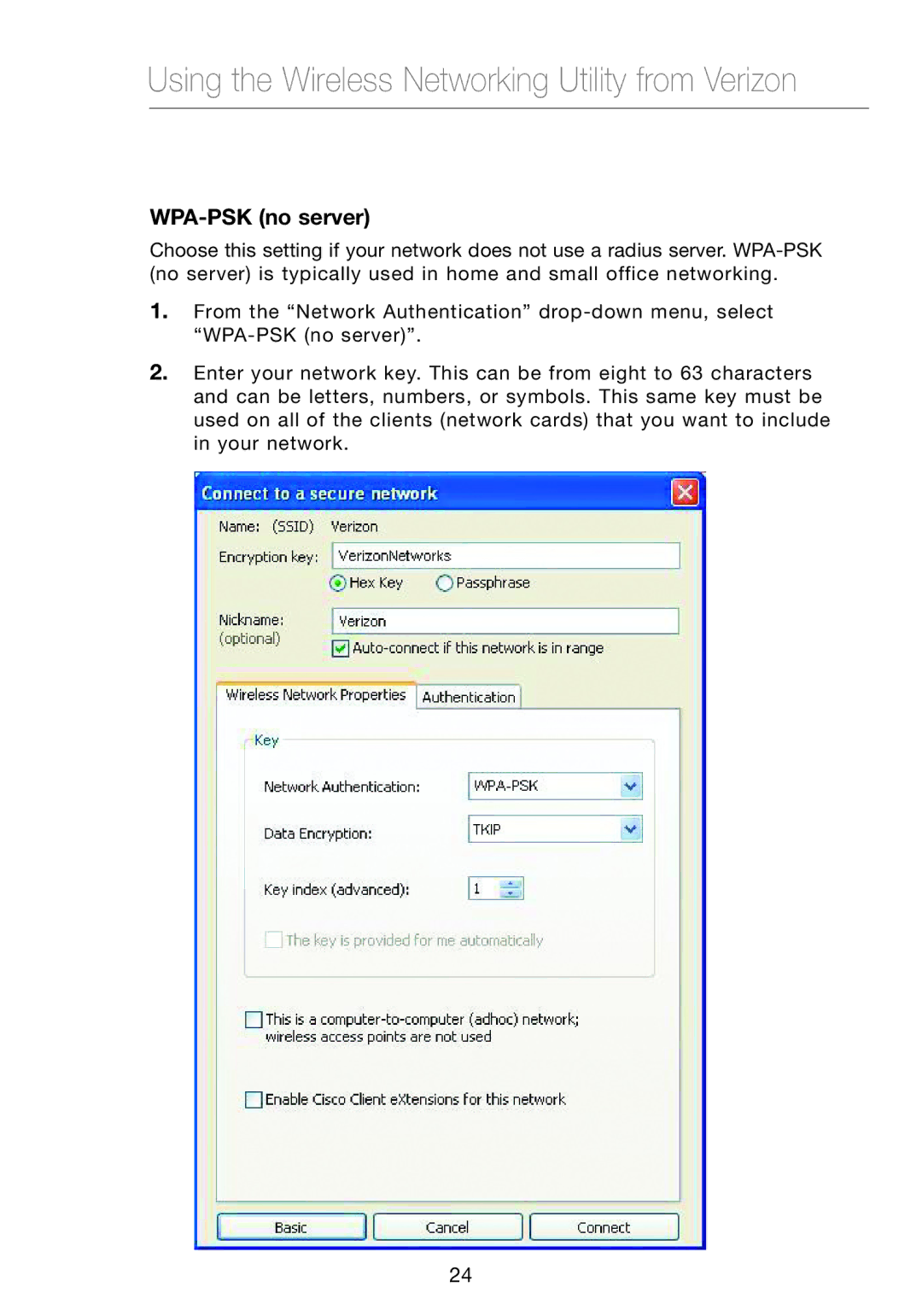 Verizon VZ4050 user manual WPA-PSK no server 