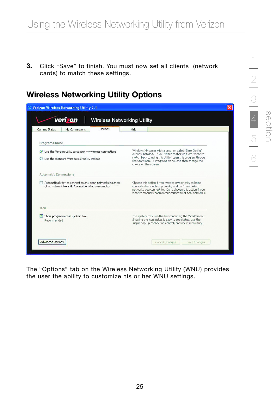 Verizon VZ4050 user manual Wireless Networking Utility Options 