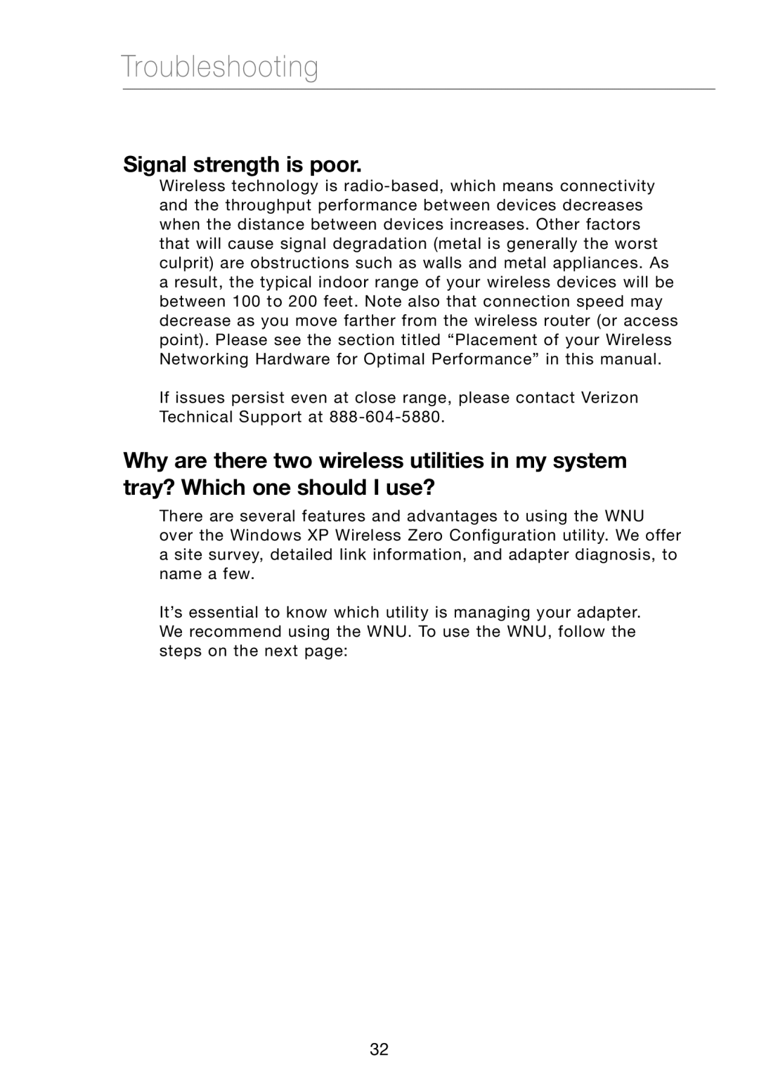 Verizon VZ4050 user manual Signal strength is poor 