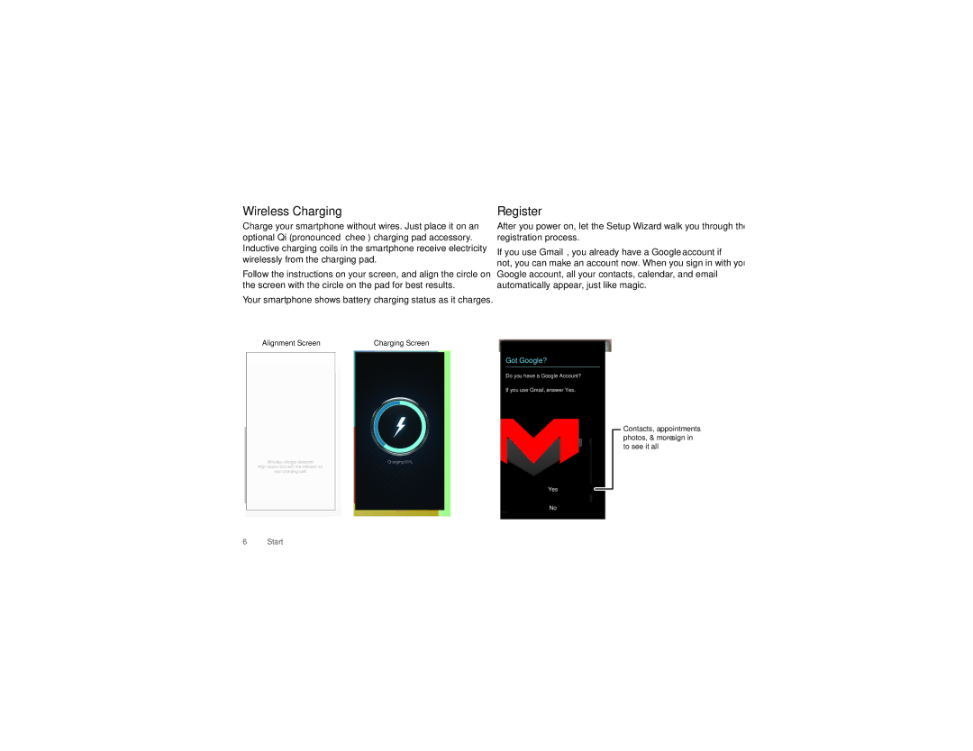 Verizon XT1080 manual Wireless Charging, Register 