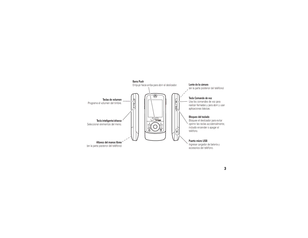 Verizon Z6c manual Empuje hacia arriba para abrir el deslizador 