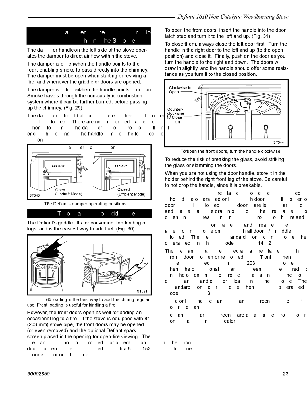 Vermont Casting 1610 installation instructions Damper Directs Air Flow Within the Stove, Two Ways to Add Fuel 