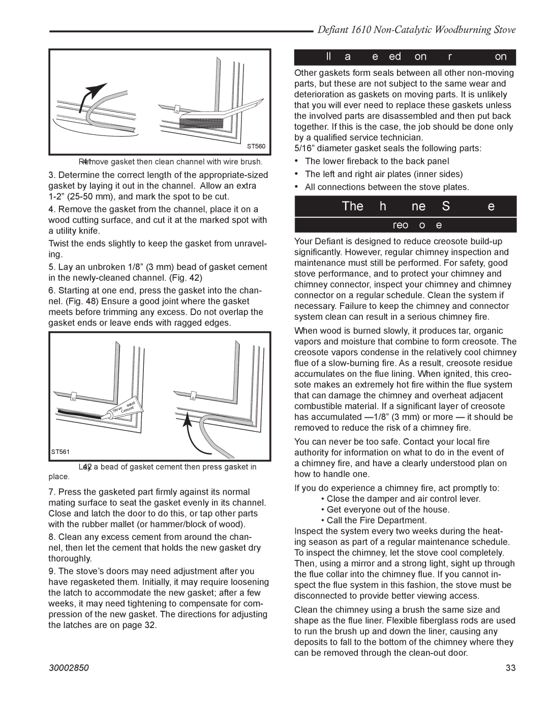 Vermont Casting 1610 installation instructions Chimney System, All Gasketed Construction Gaskets 