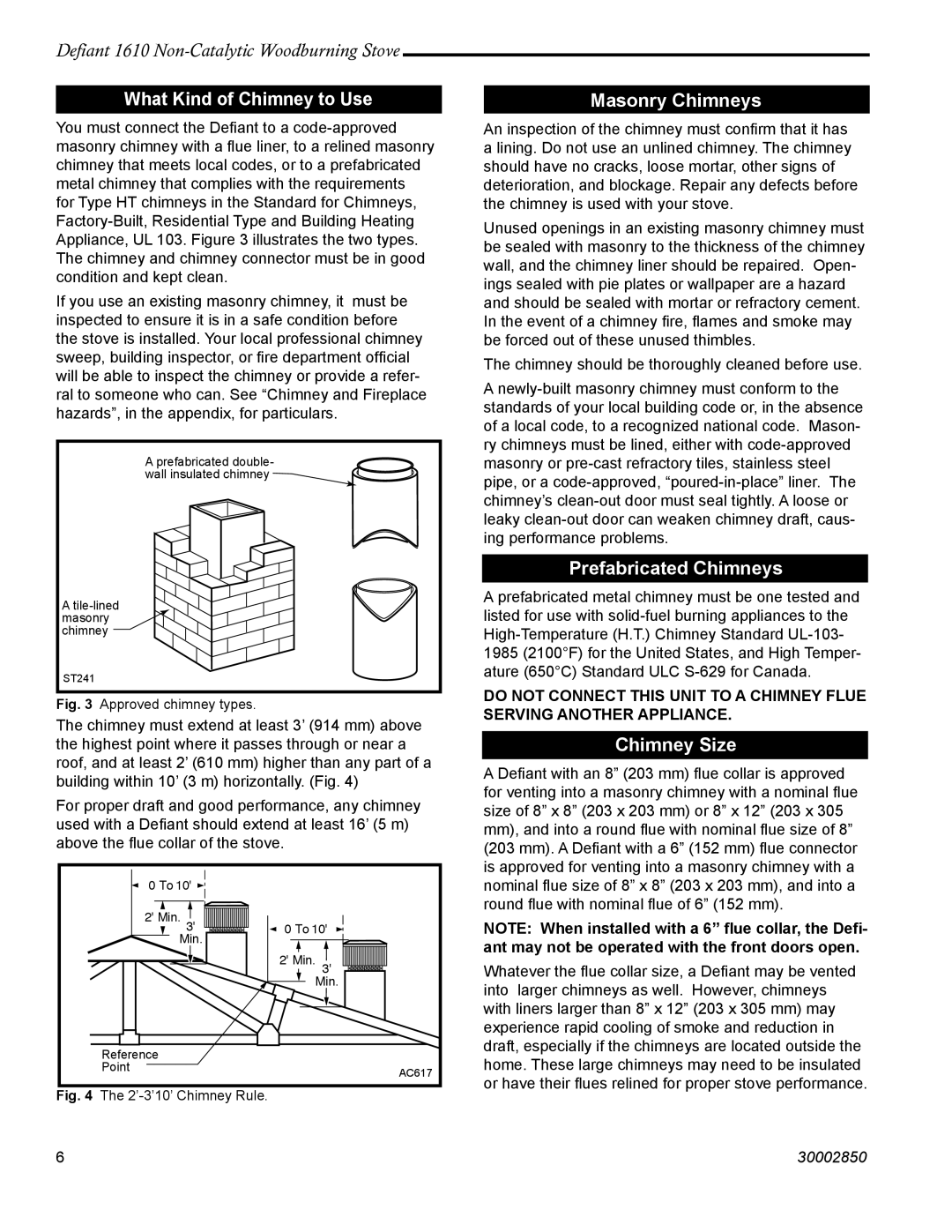 Vermont Casting 1610 What Kind of Chimney to Use, Masonry Chimneys, Prefabricated Chimneys, Chimney Size 