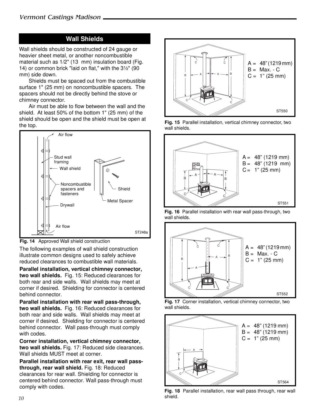 Vermont Casting 1655, 1656, 1657, 1658, 1659 installation instructions Wall Shields, = 1 25 mm 