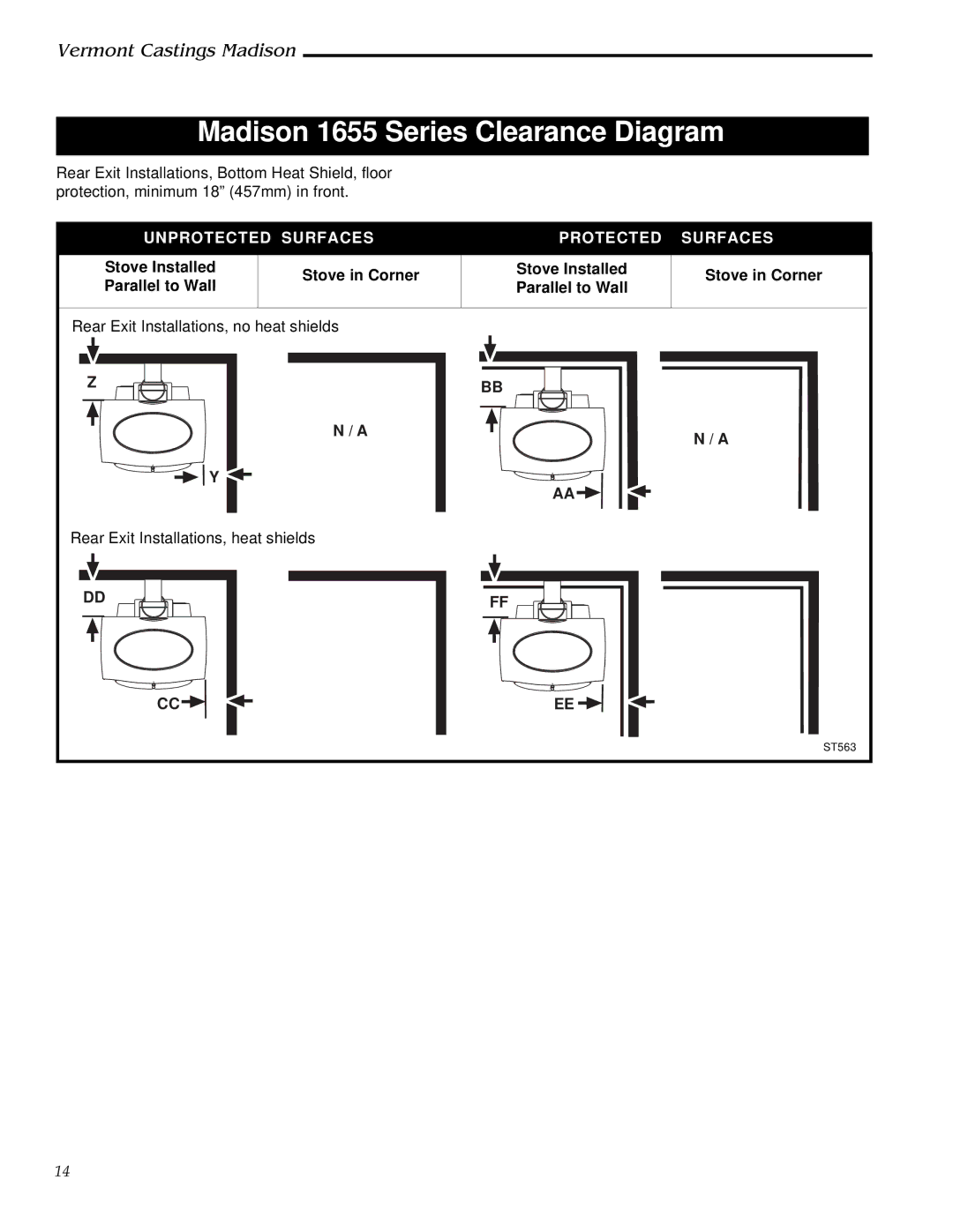 Vermont Casting 1655, 1656, 1657, 1658, 1659 installation instructions ST563 