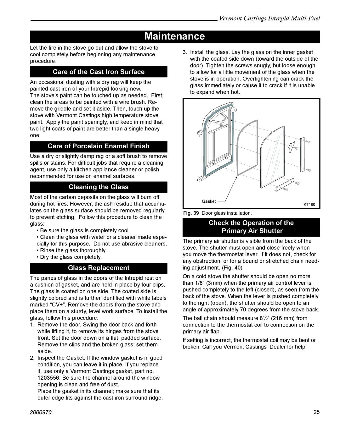 Vermont Casting 1695 installation instructions Maintenance 