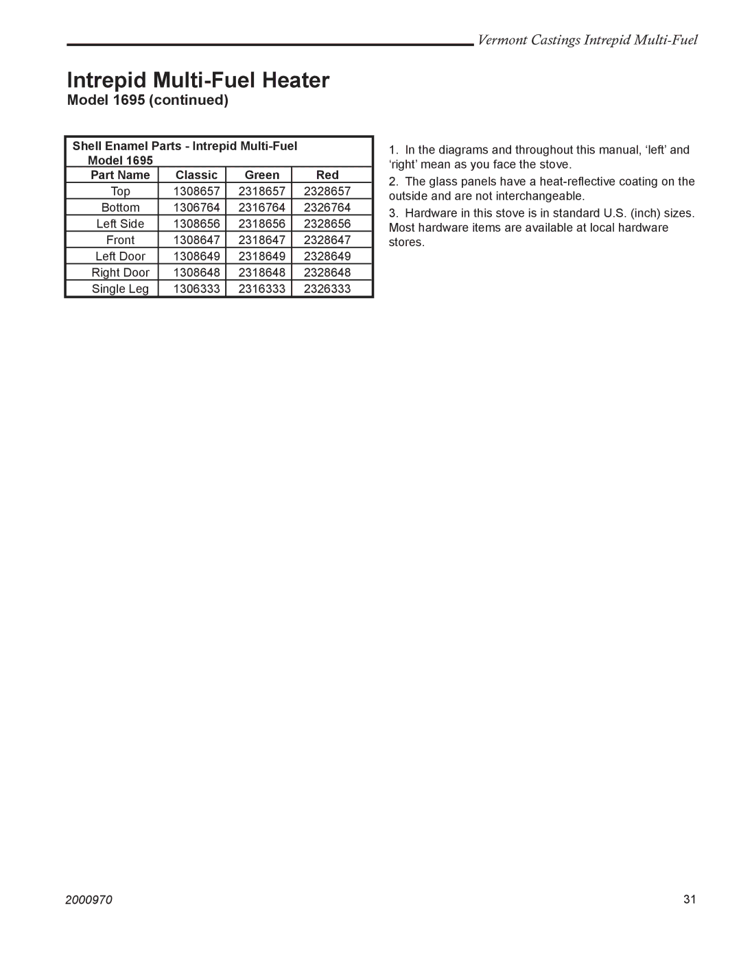 Vermont Casting 1695 installation instructions Intrepid Multi-Fuel Heater 