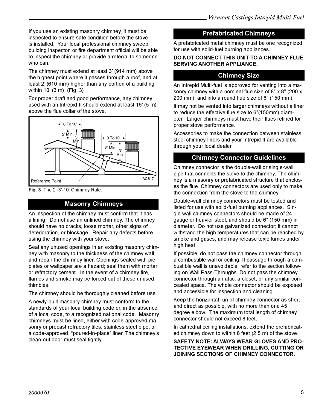 Vermont Casting 1695 Masonry Chimneys, Prefabricated Chimneys, Chimney Size, Chimney Connector Guidelines 