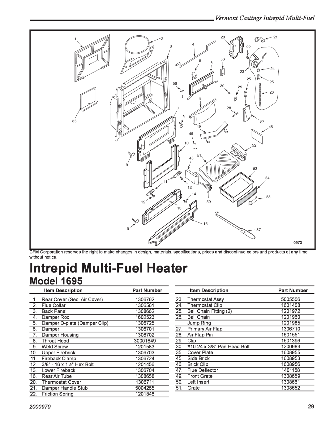 Vermont Casting 1695 Model, Intrepid Multi-FuelHeater, Vermont Castings Intrepid Multi-Fuel, 2000970, Item Description 