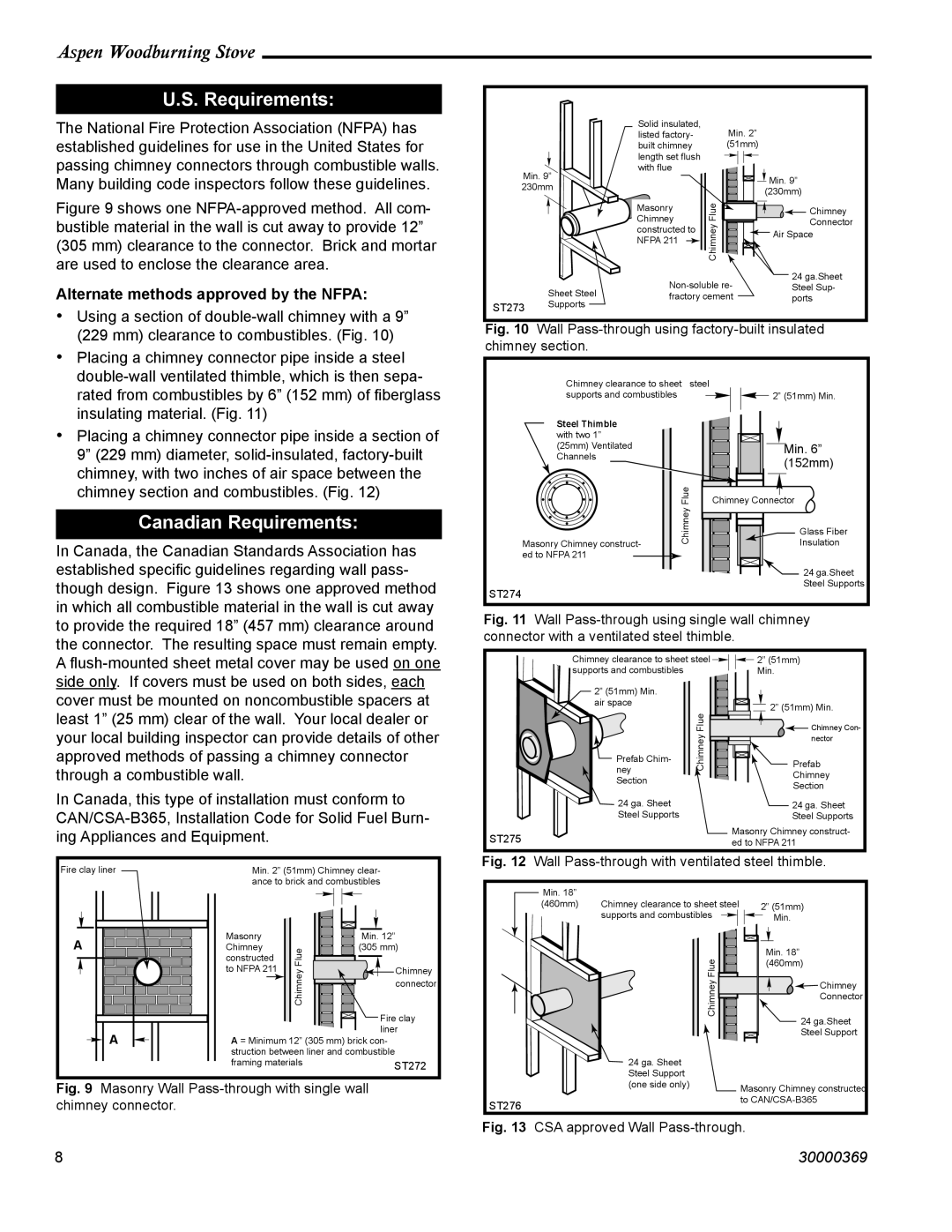 Vermont Casting 1920 installation instructions Canadian Requirements, Alternate methods approved by the Nfpa 