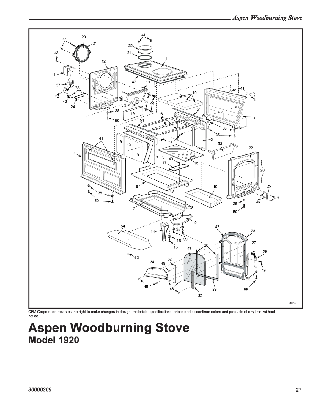 Vermont Casting 1920 installation instructions Aspen Woodburning Stove, Model 