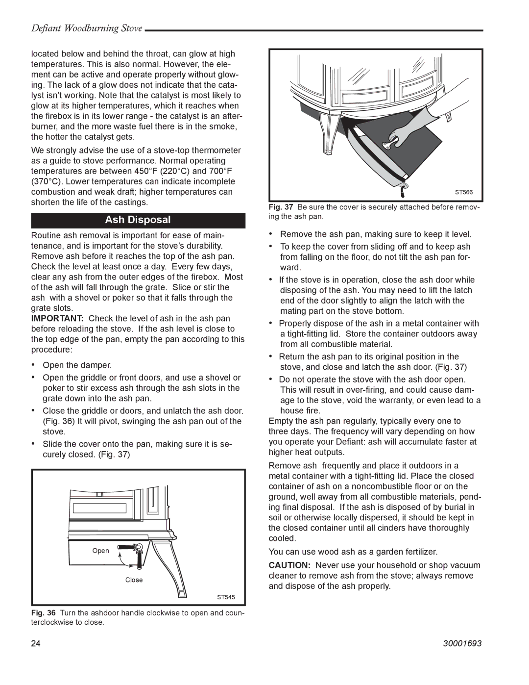 Vermont Casting 1945 installation instructions Ash Disposal 