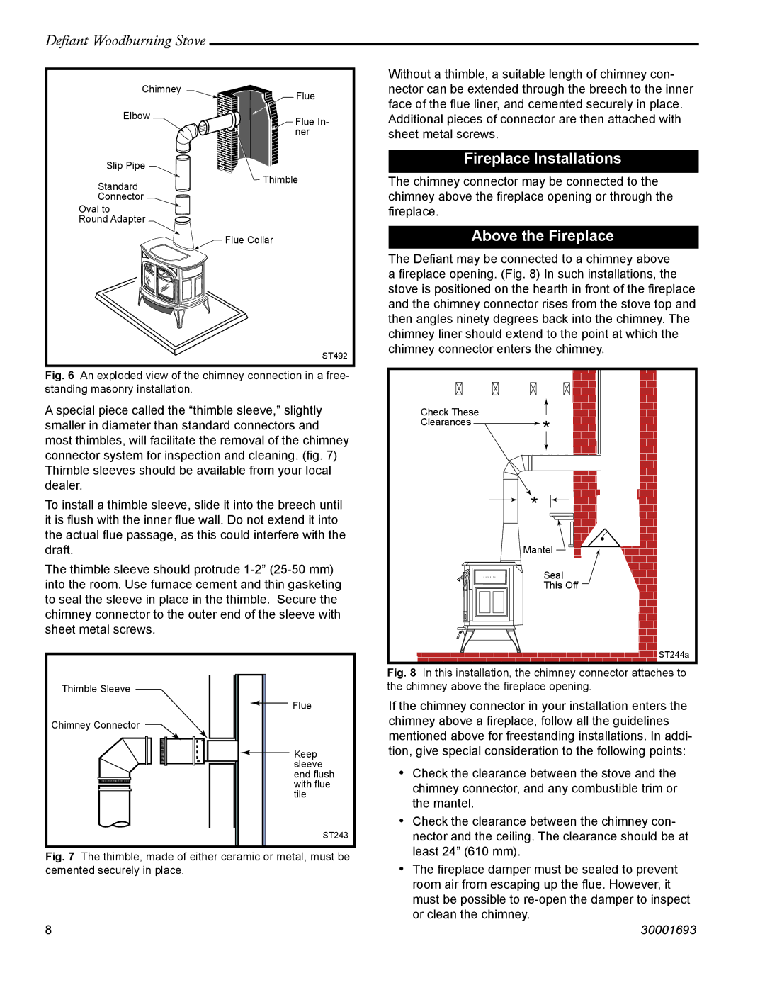 Vermont Casting 1945 installation instructions Fireplace Installations, Above the Fireplace 