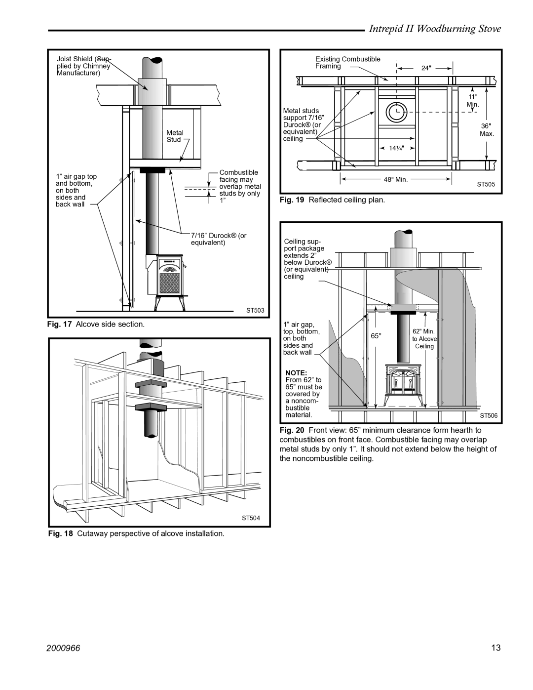 Vermont Casting 1990 installation instructions Reﬂected ceiling plan 