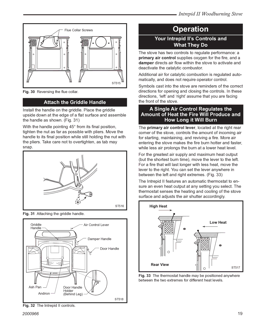 Vermont Casting 1990 Operation, Attach the Griddle Handle, Your Intrepid II’s Controls What They Do 