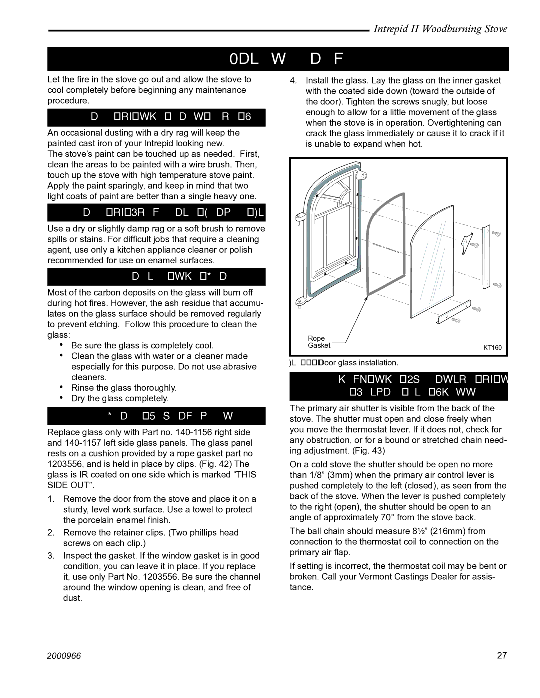 Vermont Casting 1990 installation instructions Maintenance 