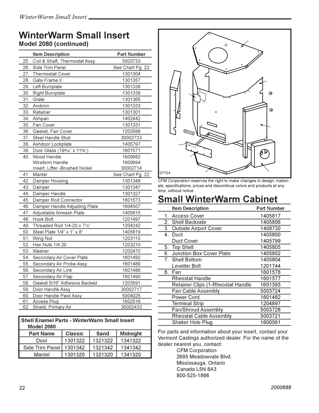 Vermont Casting 2080 installation instructions WinterWarm Small Insert 