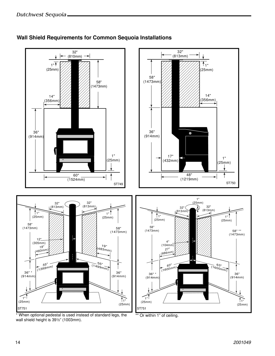 Vermont Casting 2160 manual Wall Shield Requirements for Common Sequoia Installations 