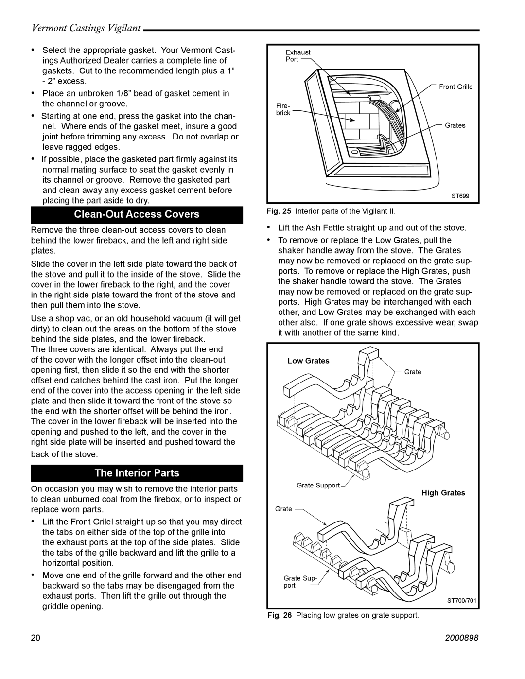 Vermont Casting 2310 operating instructions Clean-Out Access Covers, Interior Parts 