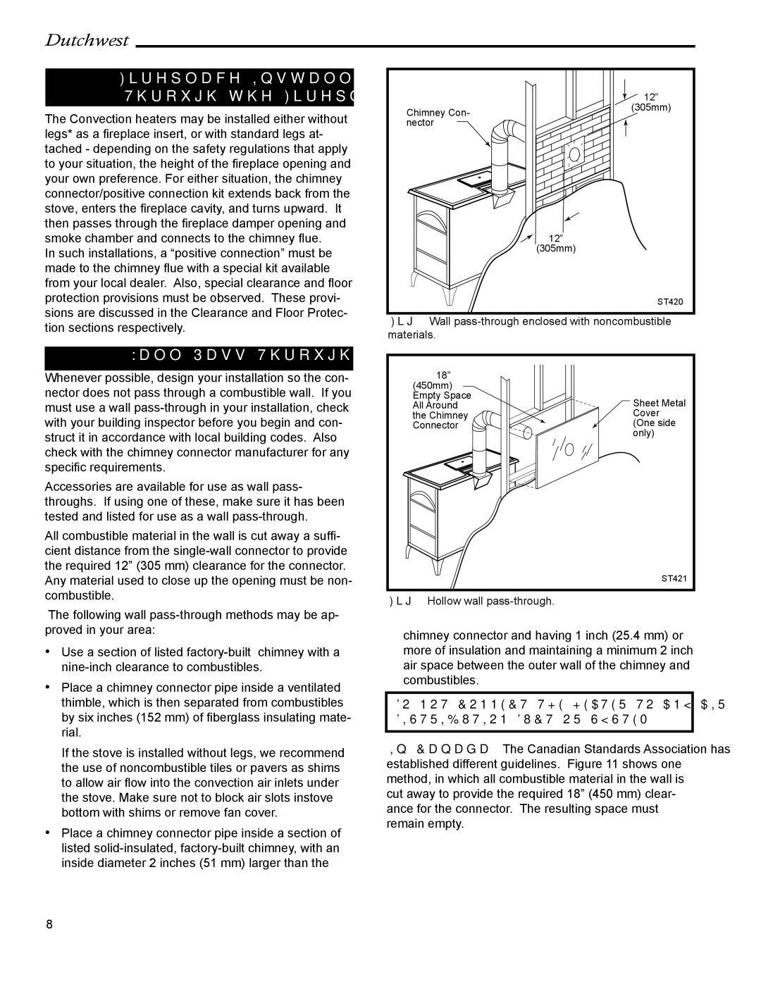 Vermont Casting 2460, 2461, 2462 manual Fireplace Installations Through the Fireplace, Wall Pass-Throughs 