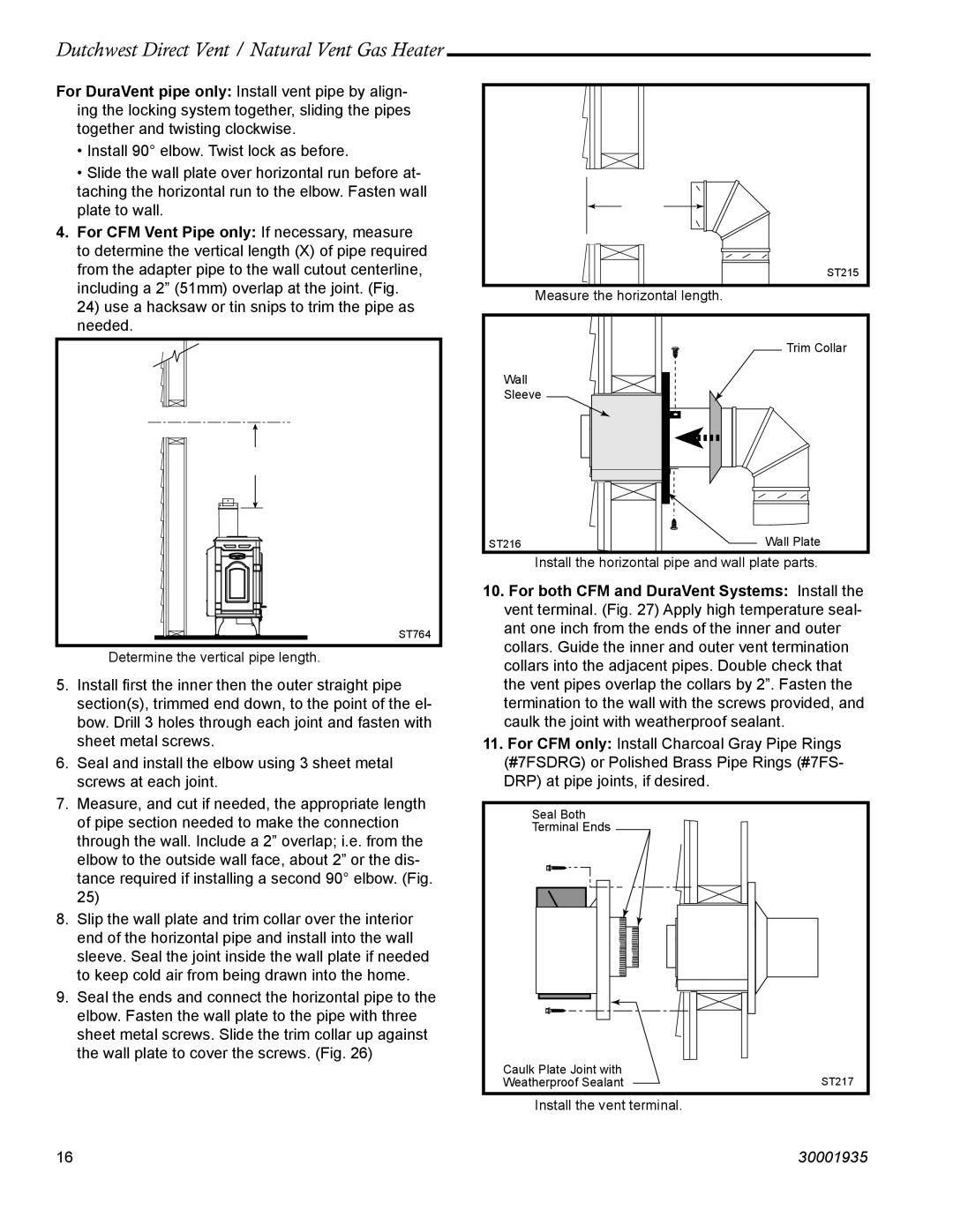 Vermont Casting 2466, 2465 manual Determine the vertical pipe length 