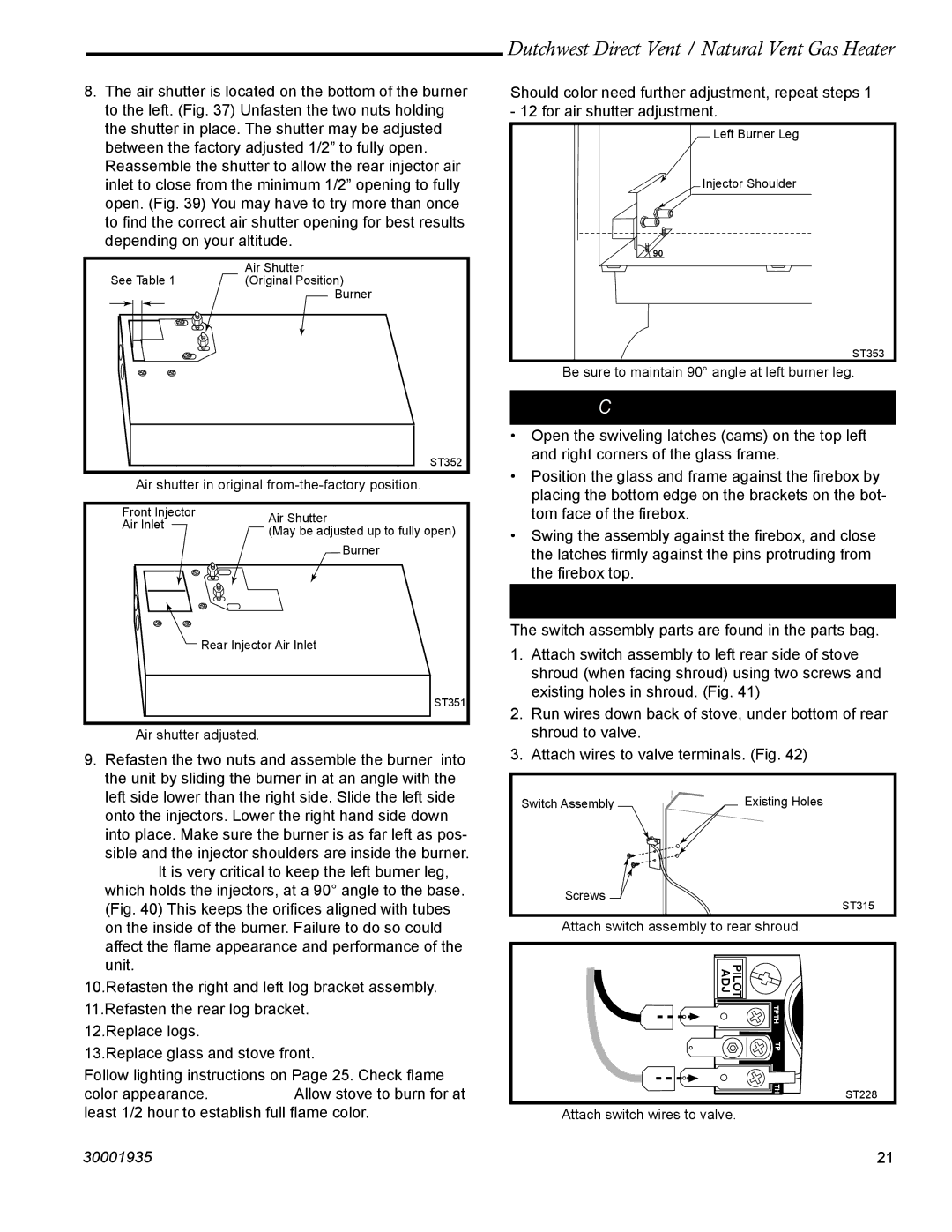 Vermont Casting 2465, 2466 manual Complete the Assembly, Install ON/OFF Switch 