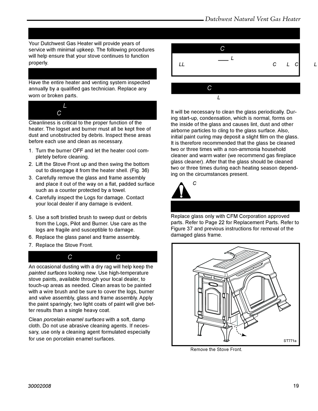 Vermont Casting 2468, 2467 manual Maintenance 